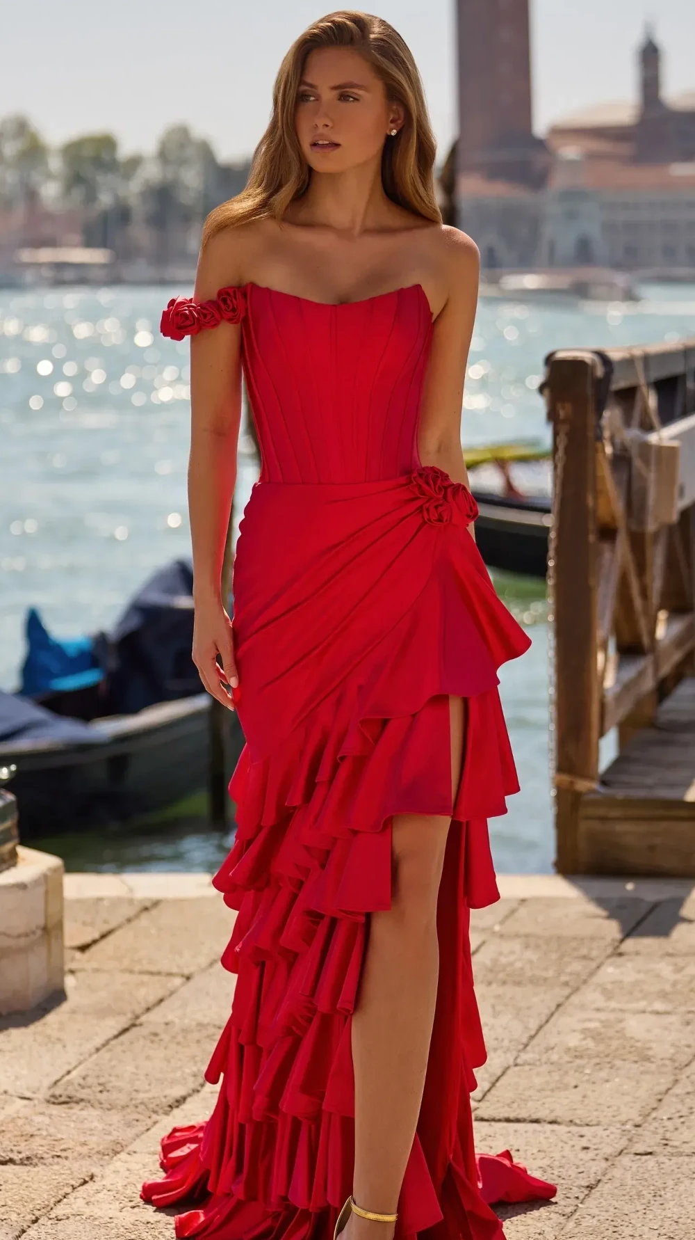 Photo of the model wearing a formal gown